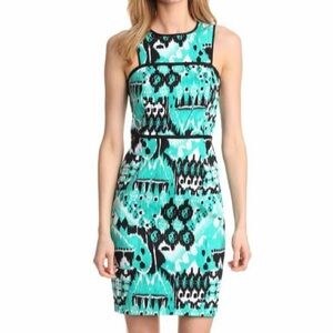 Gabby Skye Ikat Print Sleeveless Sheath Dress